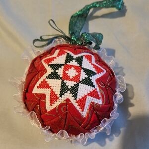 Folded Star Cross Stitch Handmade  Ornament